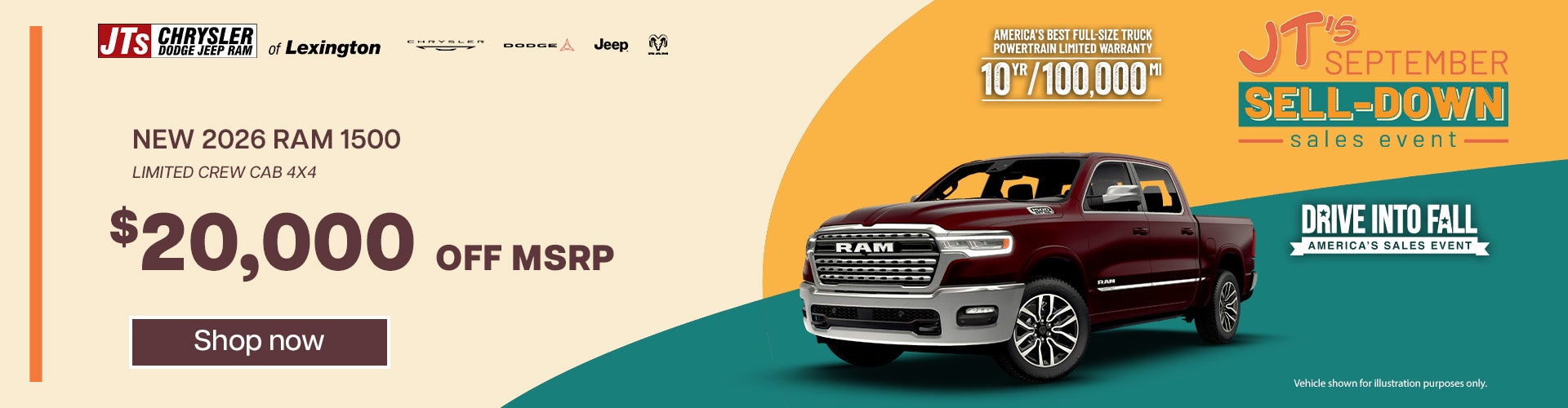 New 2026 RAM 1500 Limited Crew Cab 4x4	 $20,000 off MSRP